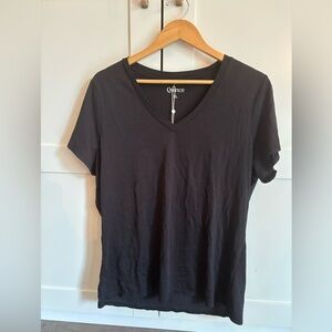 Quince Organic Cotton V-Neck T-Shirt sz XL Short Sleeve Tee Black NWT